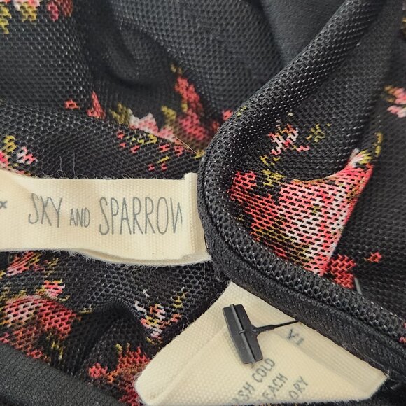 Sky & Sparrow Floral Mesh Mini Dress Juniors XL Black Sleeveless Whimsigoth Y04X - Picture 4 of 7